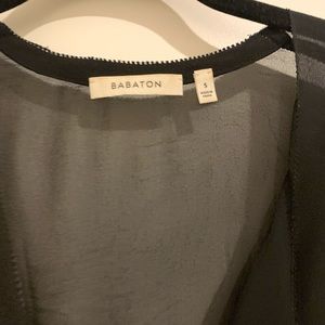 Aritzia Babaton Black Silk Long Sleeve Top